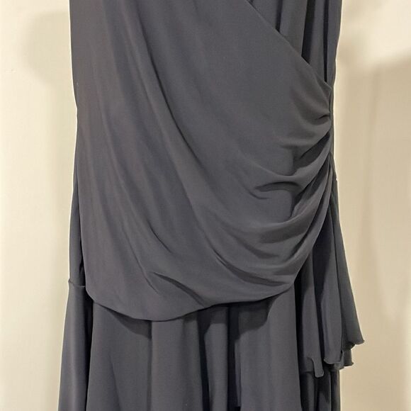 NWOT Luxe by Carmen Marc Valvo Ruffled Black Dress  Size 14W XL plus - Picture 3 of 13